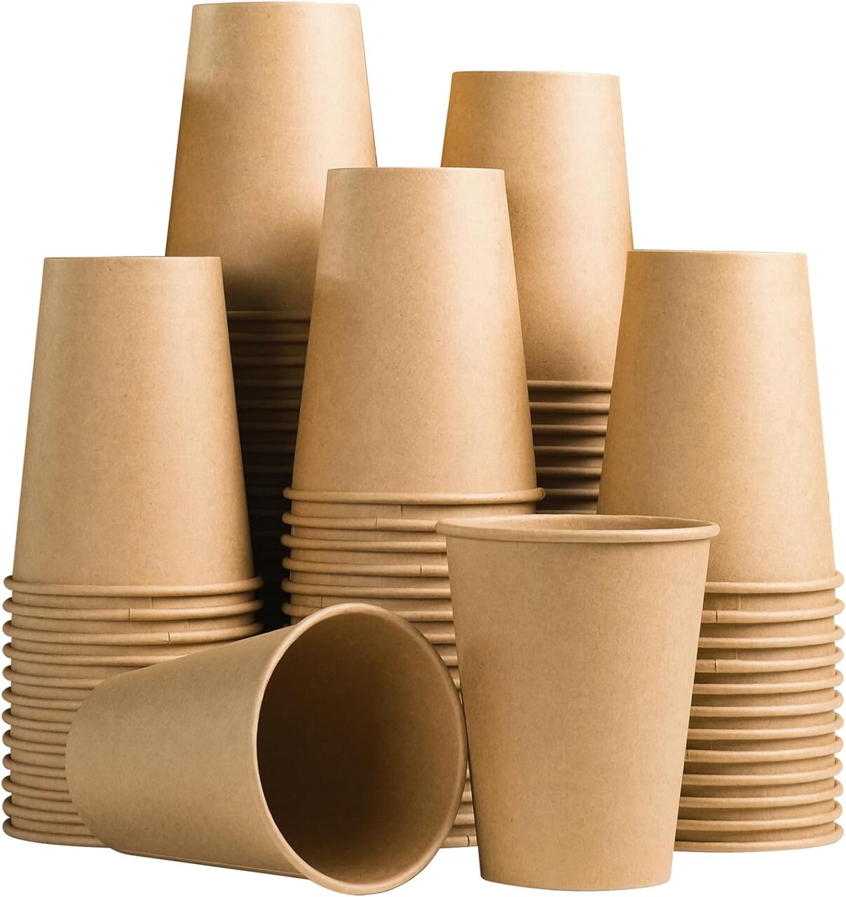 100 Count 12 oz Kraft Paper Cups, Summer Party Tableware, Disposable Hot/Cold Paper Cups, 12 Ounce Beverage Cups, Water Cups for Party, Picnic, Travel, and Events
